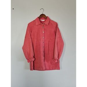 Klesis NWOT PINK  DENIM MINI DRESS Long Sleeve With Elastic At The Wrist